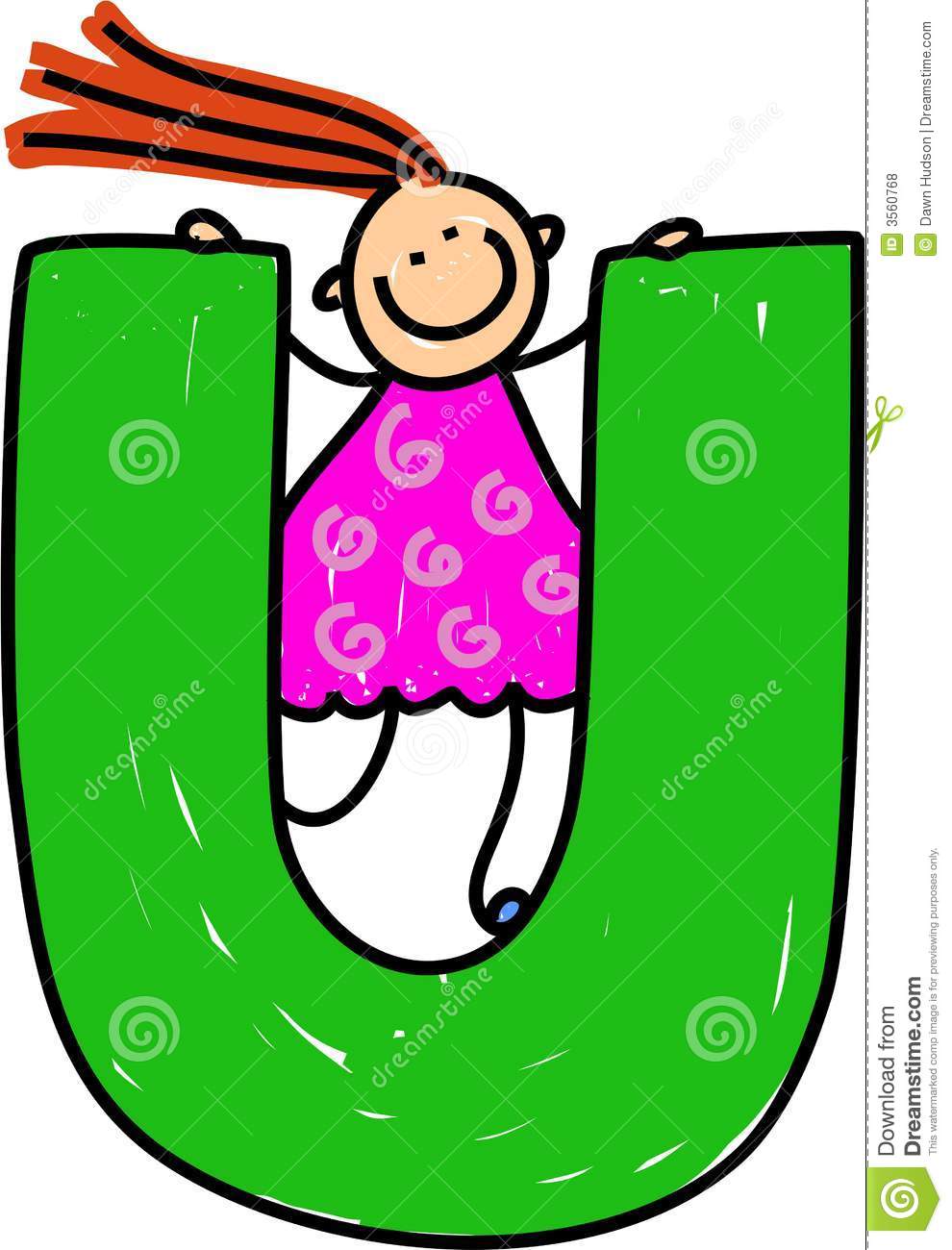 Climbing Over Giant Letter U Isolated On White   Toddler Art Series