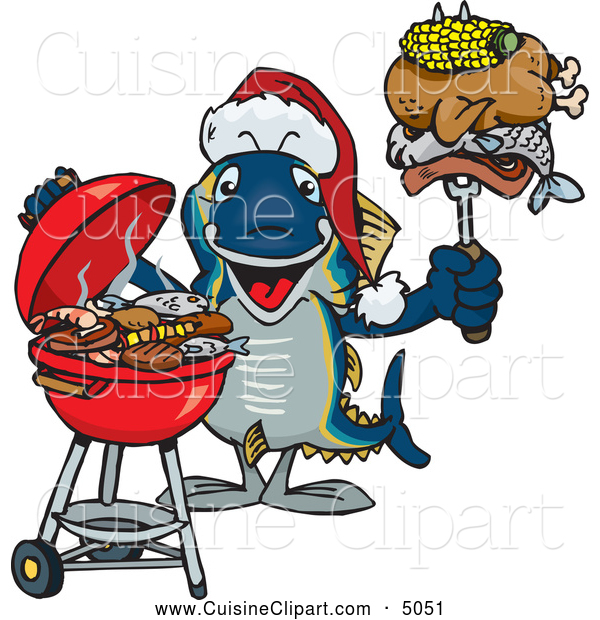 Cuisine Clipart Of A Grilling Christmas Tuna Fish By Dennis Holmes
