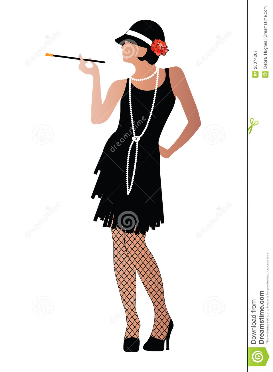Flapper With Cigaratte And Fishnet Stockings Royalty Free Stock