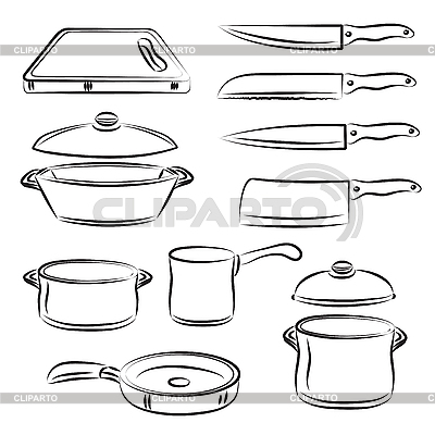 Kitchen Utensils Clipart Black And White Cooking Tools Clipart Black    