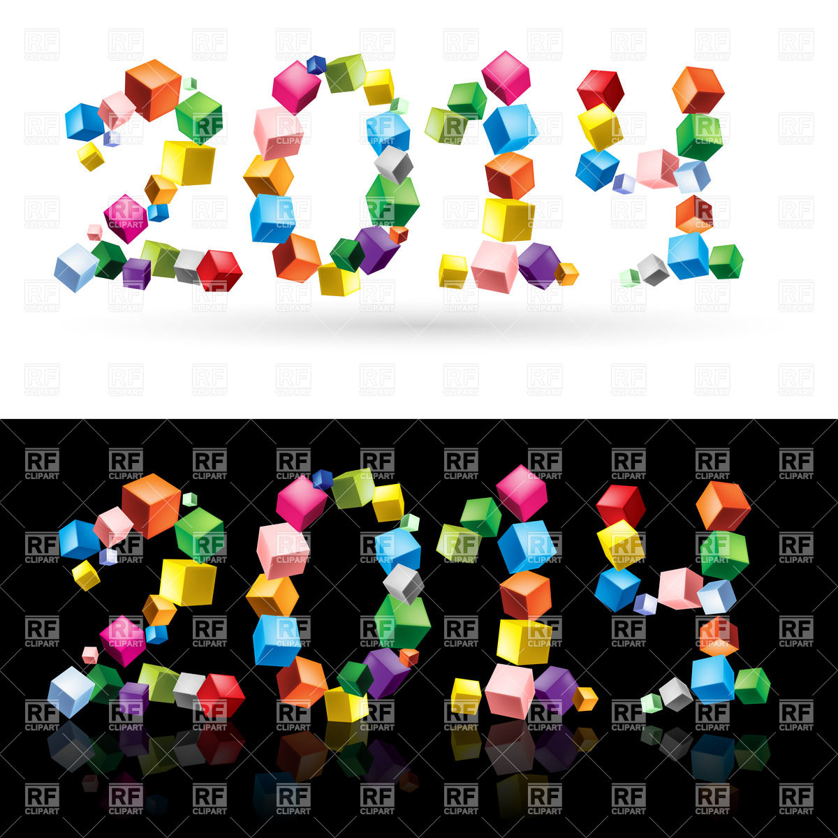New Year 2014 Number Made Of Colorful Cubes 25910 Objects Download