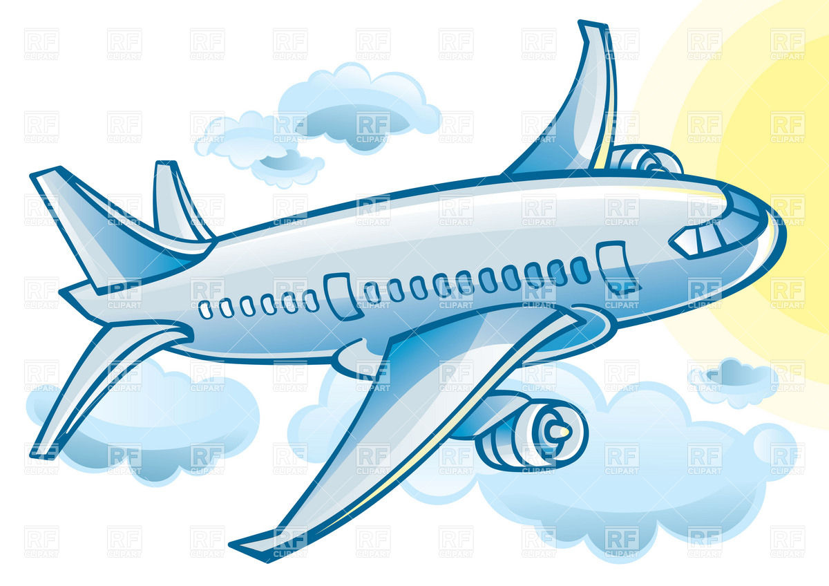 Airplane   Blue Cartoon Jetliner In Clouds 17085 Download Royalty
