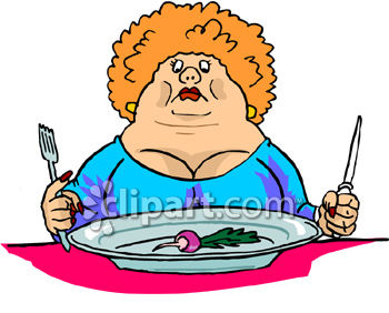 Fat Woman Eating A Radish Because She S On A Diet Royalty Free Clipart