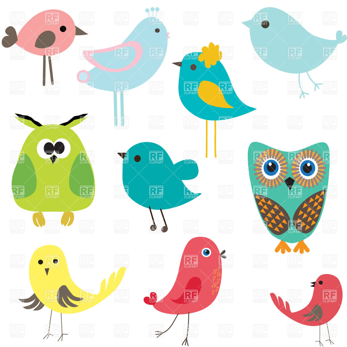 Stylized Cute Cartoon Birds 21245 Plants And Animals Download