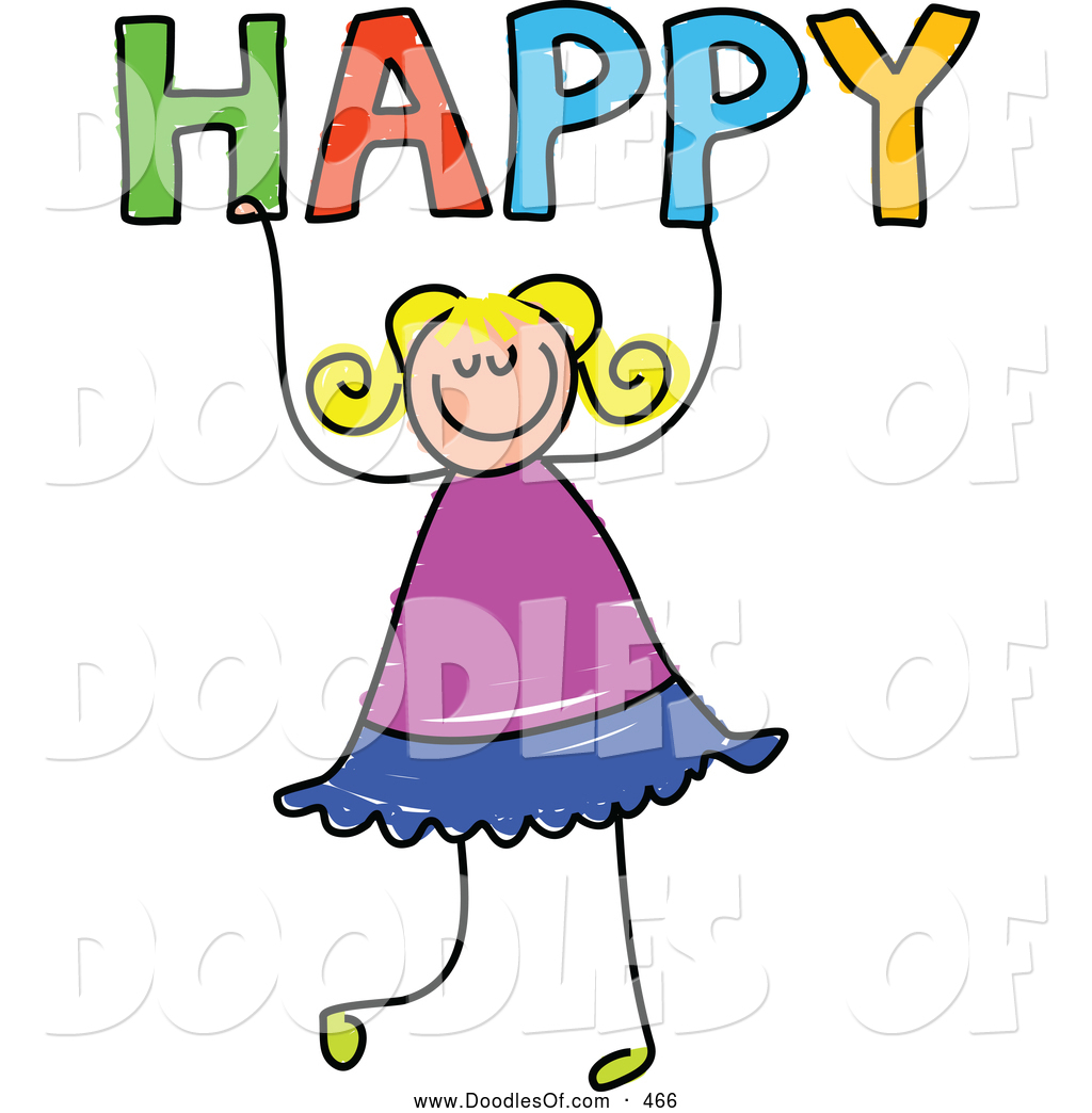 Vector Clipart Of A Happy Girl Holding The Word Happy By Prawny    466