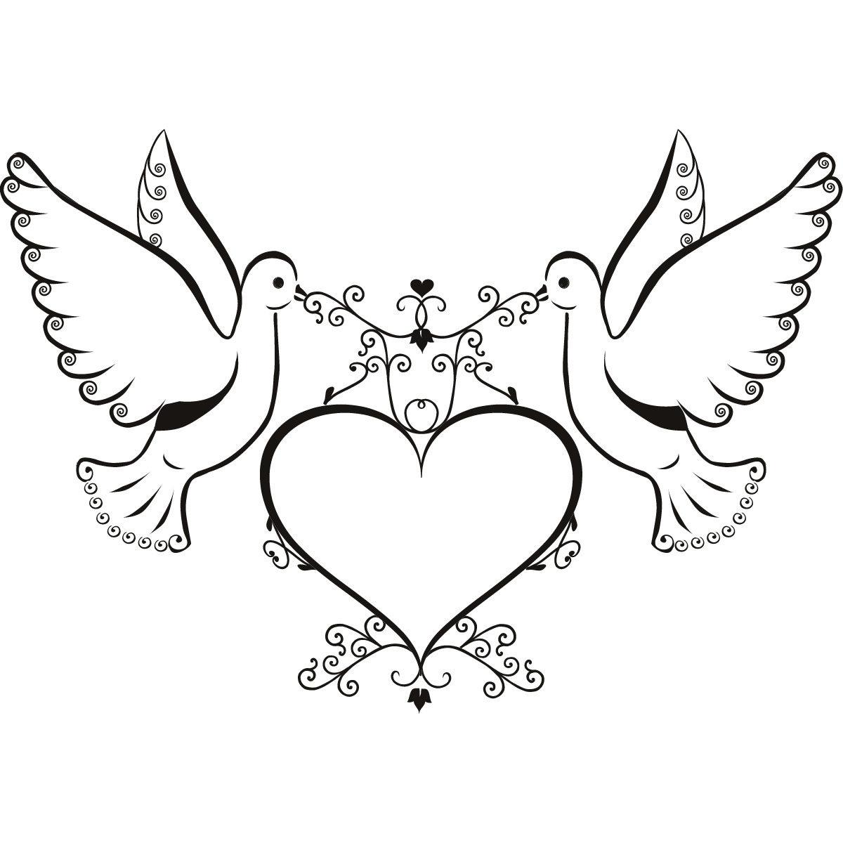 Doves And Love Heart Wall Art Sticker Wall Decals Transfers   Ebay