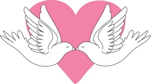 Doves Kissing Clipart Image   Two Kissing Doves In Front Of A Pink
