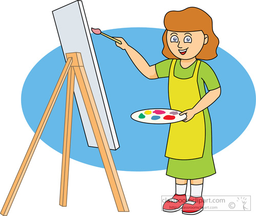 Girl Painting With Easel Jpg