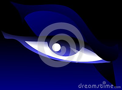 Image Representing An Eye With Anger Look On A Dark Blue Background