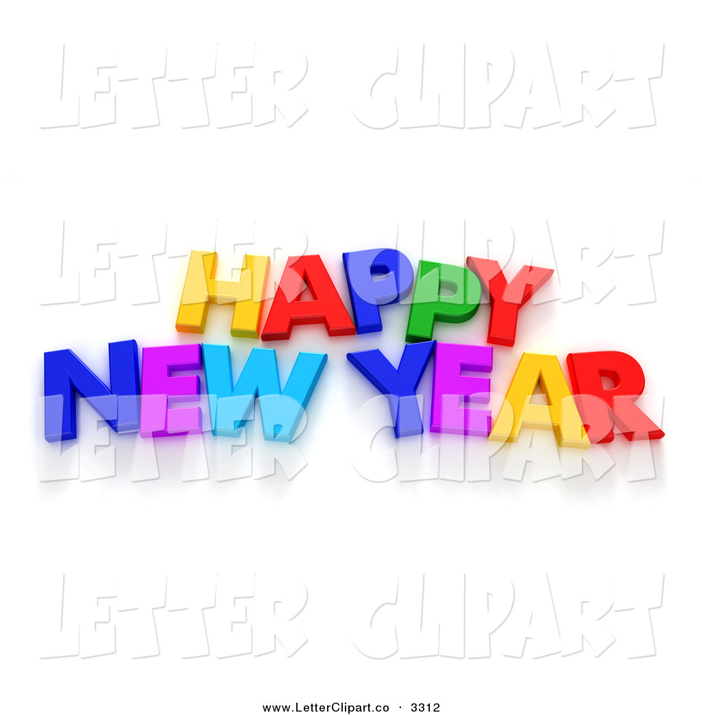 Larger Preview  Clip Art Of A Colorful Happy New Year Letter Greeting    