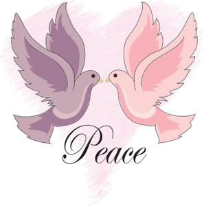 Peace Clipart Image   Two Love Birds Or Doves Of Peace With The Word