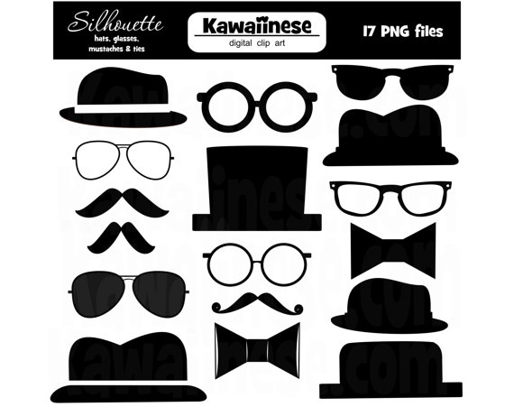 Father S Day Clipart Silhouette Digital Clip Art Mustache Glasses