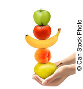 Holding A Pyramid Of Healthy Fruit  Diet Concept  Vector  Clipart