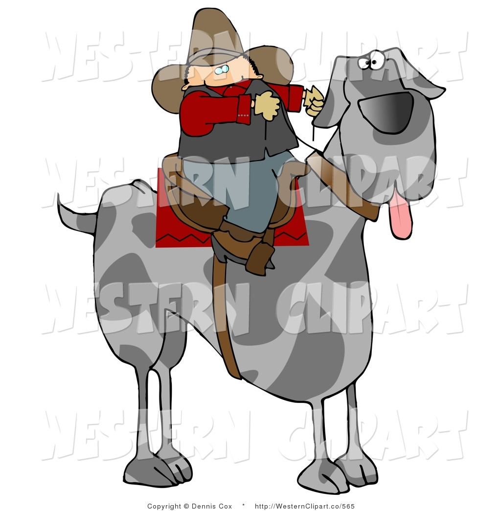 Larger Preview  Western Clip Art Of A Silly Cowboy Man Riding A Giant