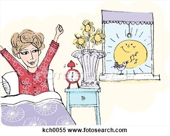 Of A Woman Waking Up From Bed In The Morning Kch0055   Search Clipart