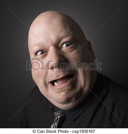 Picture Of Silly Face Man   Caucasian Mid Adult Bald Man Looking At