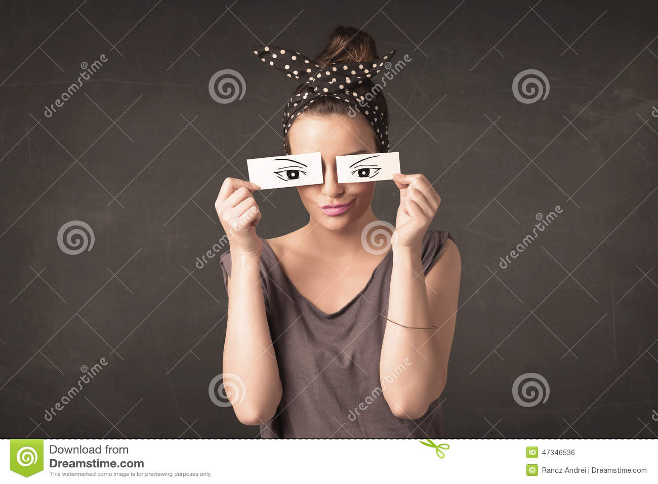 Silly Youngster Looking With Hand Drawn Eye Paper Stock Photo   Image