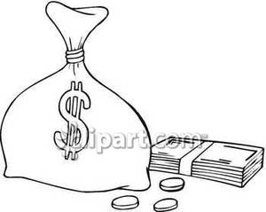 Bag Of Money With Dollars And Coins   Royalty Free Clipart Picture