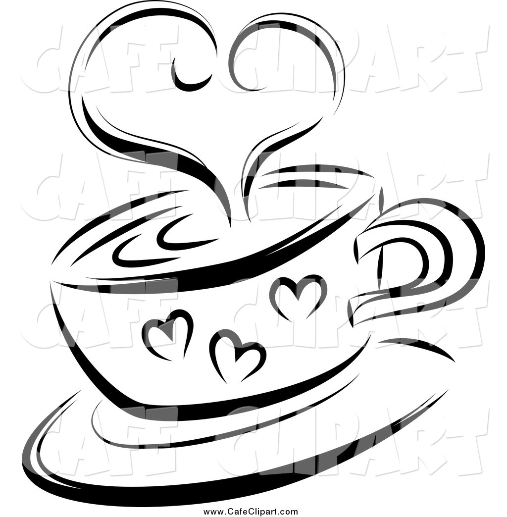 Art Of A Black And White Steam Heart Over A Coffee Cup By Milsiart