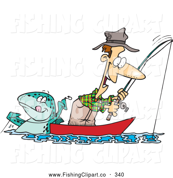 Art Of A Happy Cartoon Fish Tugging On A Man By Ron Leishman    340