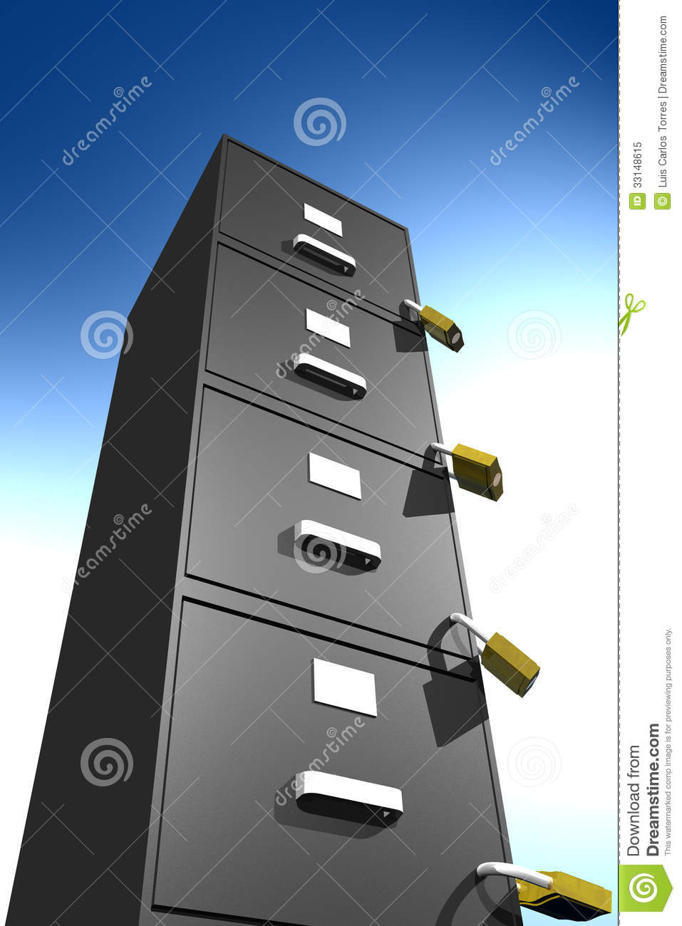 Locked File Cabinet  3d  Royalty Free Stock Photo   Image  33148615