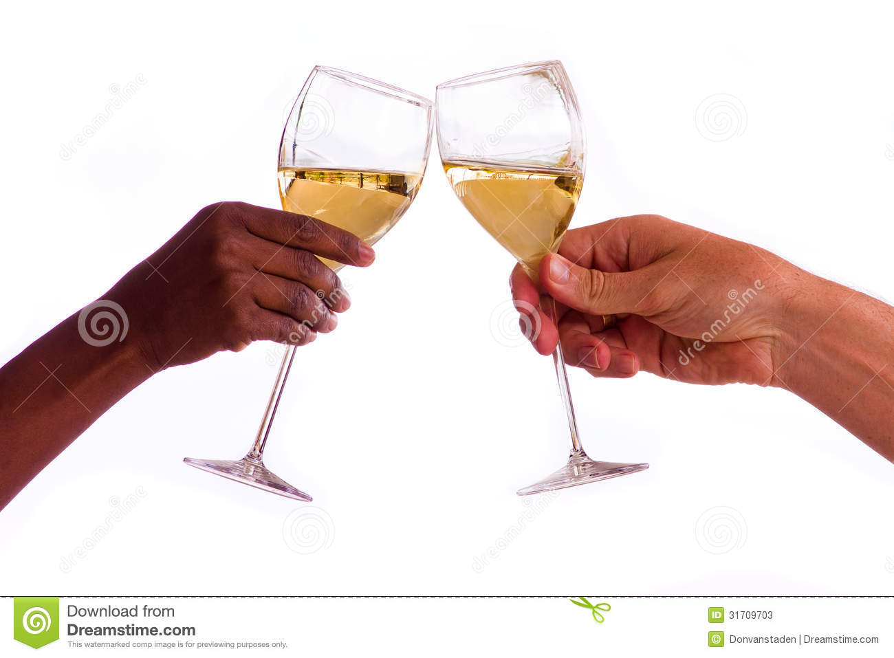 Toasting With Glasses Of White Wine Stock Photos   Image  31709703
