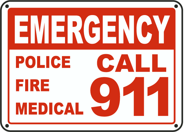 Pool Signs   Emergency Police Fire Medical Call 911 Pool Signs F7686