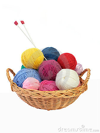 Basket Of Yarn Clipart Colorful Knitting Yarn Needles