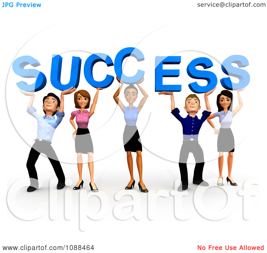 Clipart 3d Diverse Business Team Holding Up Success   Royalty Free Cgi