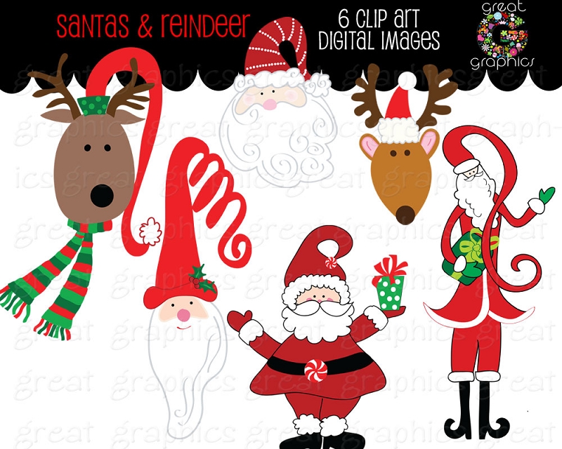 Printable Santa Clip Art Printable Santa And Reindeer Clip Art Part