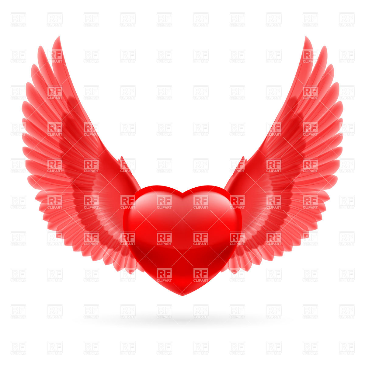 Red Glossy Heart With Wings Download Royalty Free Vector Clipart  Eps