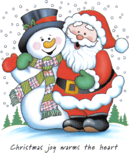 Santa Claus And Christmas Snowman Wishing Themselves On Christmas