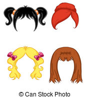 Wigs For Woman   Colored Illustration Of Wigs For Woman