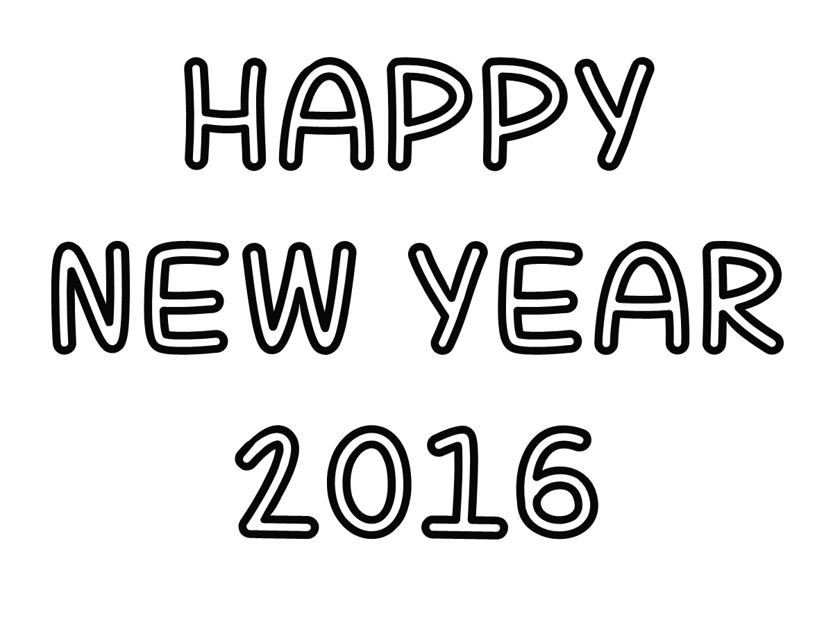 Happy New Year 2016 Clip Art Black And White  05
