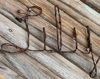 Any Name Word 4 Dollars Per Letter  Rustic Rusty Old Reclaimed Barb    