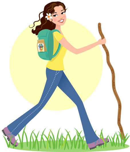 Girl Hiking Cartoon Hiking Trims The Thighs 