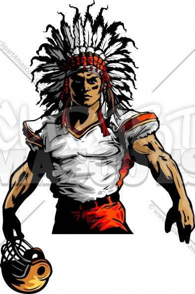 Indian Chief Football Mascot Vector Clipart Image