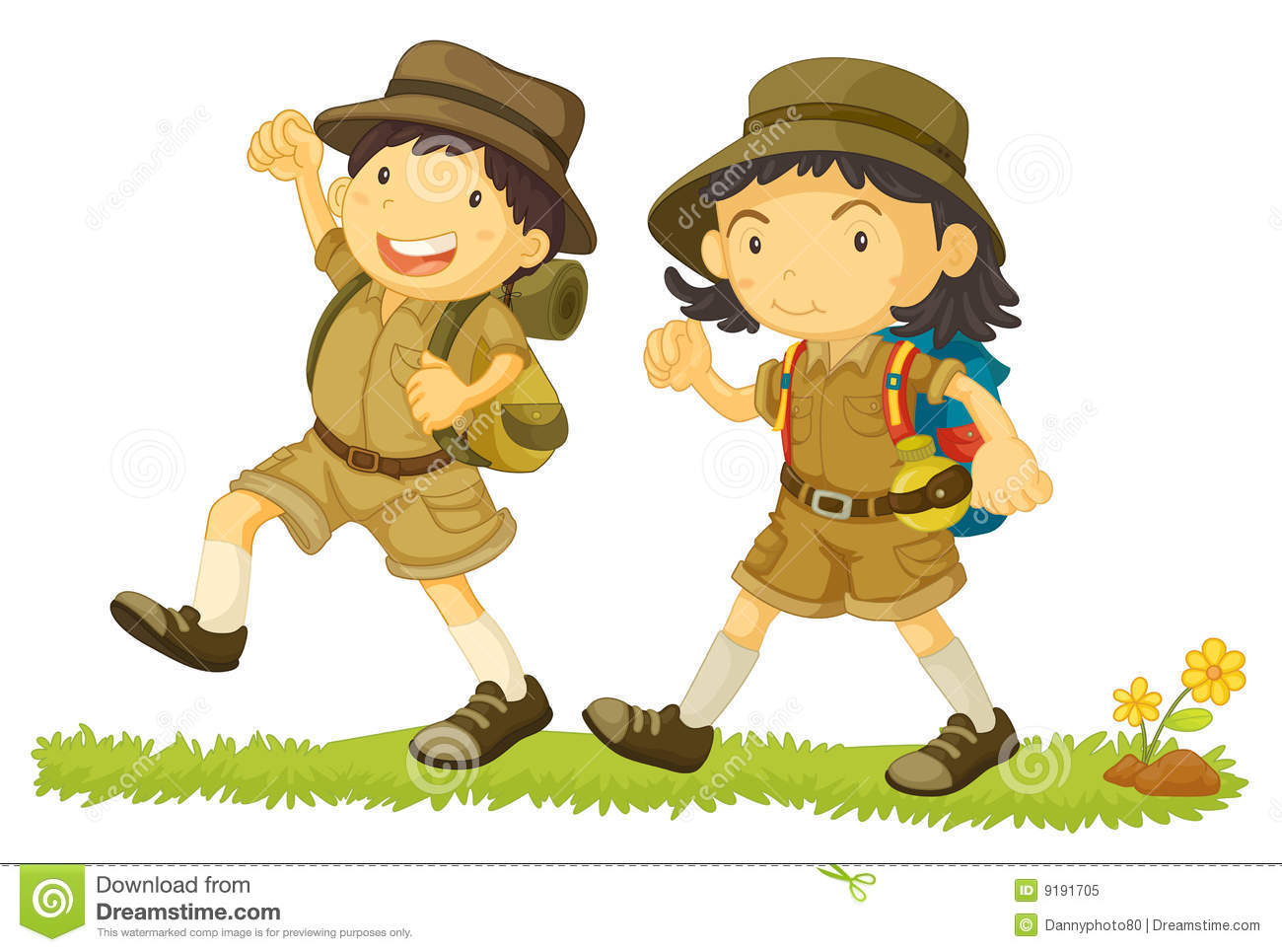 Kid Hiker Clipart Of 2 Young Kids Hiking