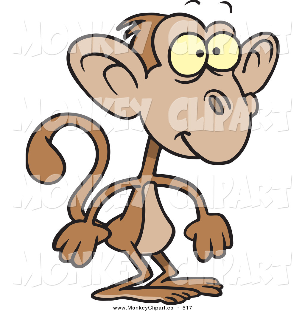     Art Of A Cartoon Monkey Standing And Looking Interested And Amused