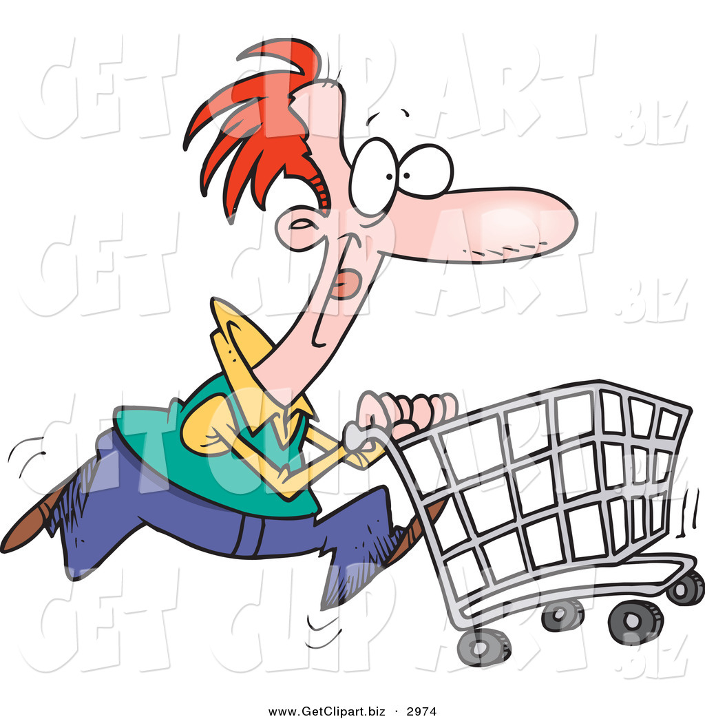 Consumer Clipart Clip Art Of A Red Haired Caucasian Man Pushing A
