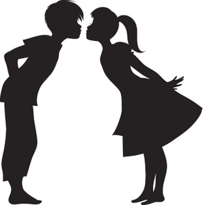 First Kiss Clipart Image   Silhouette Of A First Kiss
