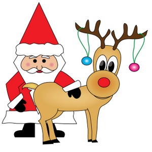 Free Christmas Clip Art Image   Santa Claus With A Reindeer