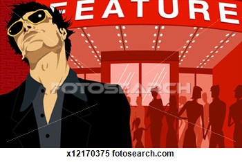 Stock Illustration Of Man Standing Outside Box Office Of Movie Theater