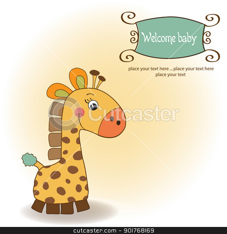 Welcome Baby Card With Giraffe Stock Vector Clipart Welcome Baby Card