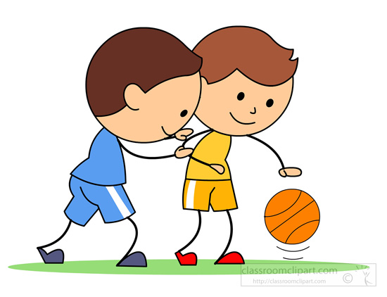 Basketball Clipart   Two Boys Playing Basketball   Classroom Clipart