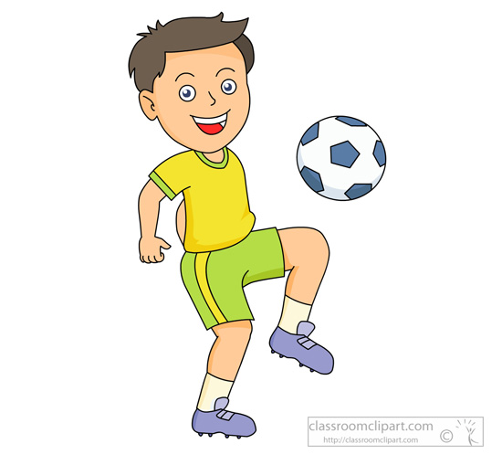 Clipart   Boy Bouncing Soccer Ball On His Knee   Classroom Clipart