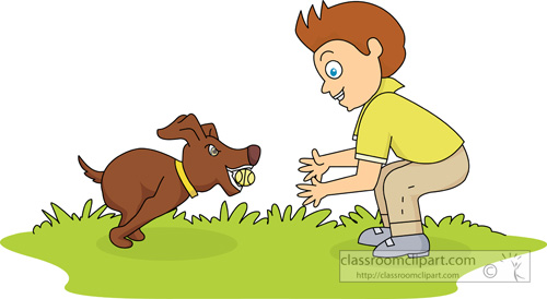 Dog Clipart   Boy Playing Ball With Dog   Classroom Clipart