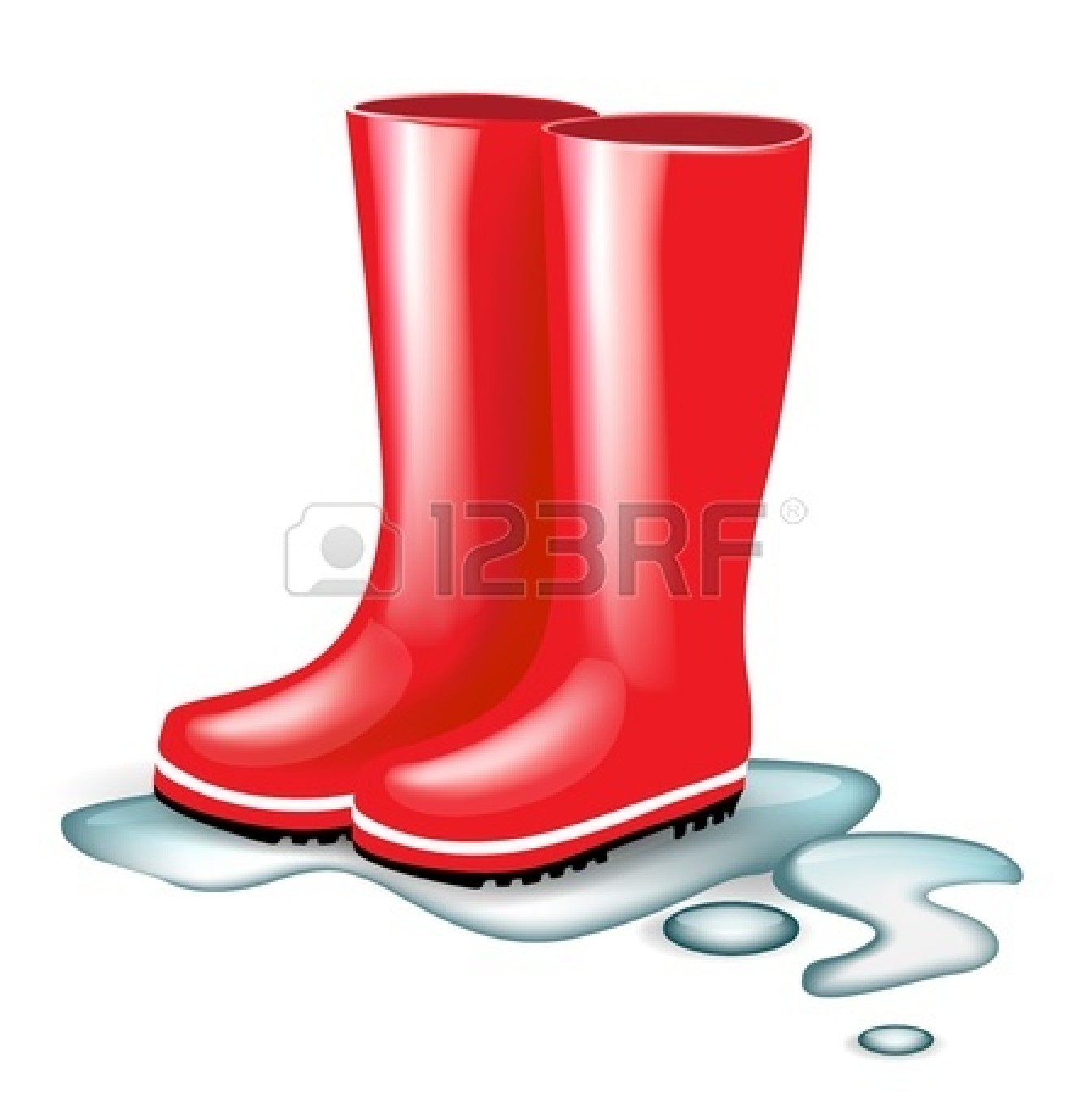 Red Rain Boots Clipart 14554947 Red Rubber Boots In Splash Of Water