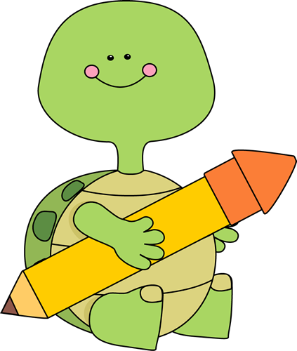 Turtle Holding A Pencil Clip Art Image   Cute Turtle Sitting Down And