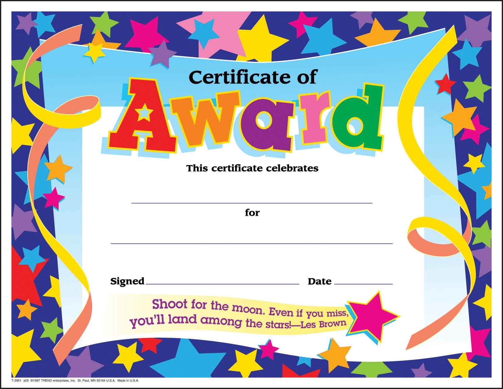 30 Children S Certificates Of Award Star Pack  Large    Sticker